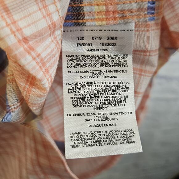 Columbia PFG Sun Drifter II Shirt Womens 2X Orange Plaid - Picture 5 of 5